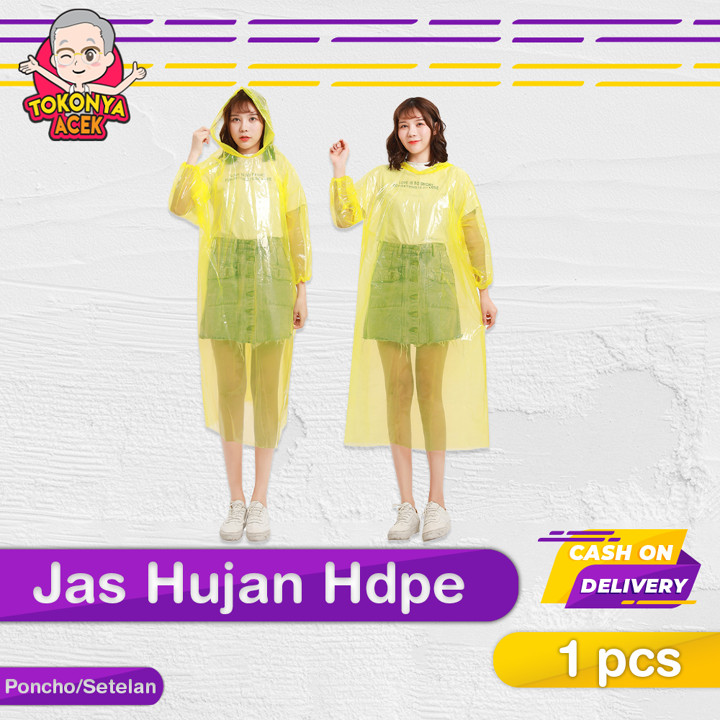 Jas Hujan Plastik HDPE jaket Baju Celana Setelan Disposable 