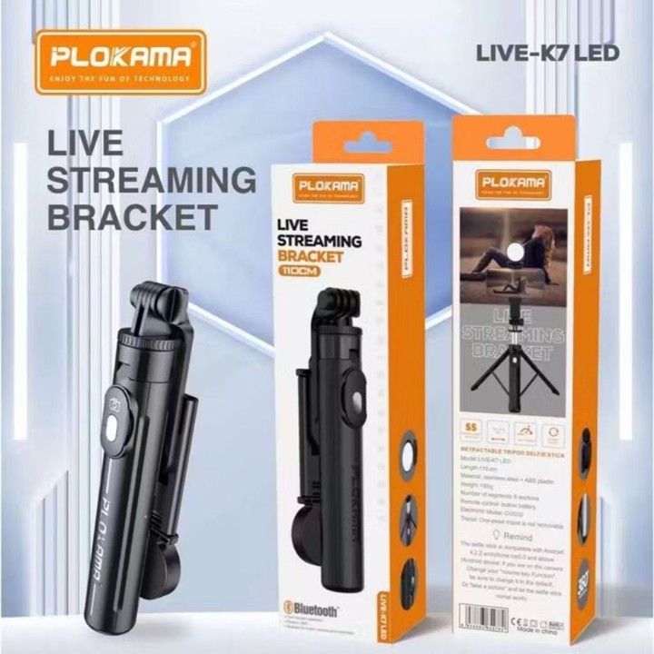 K7 LED Tongsis Tripod 3 in 1 105cm 1 meter Selfie Stick Remo