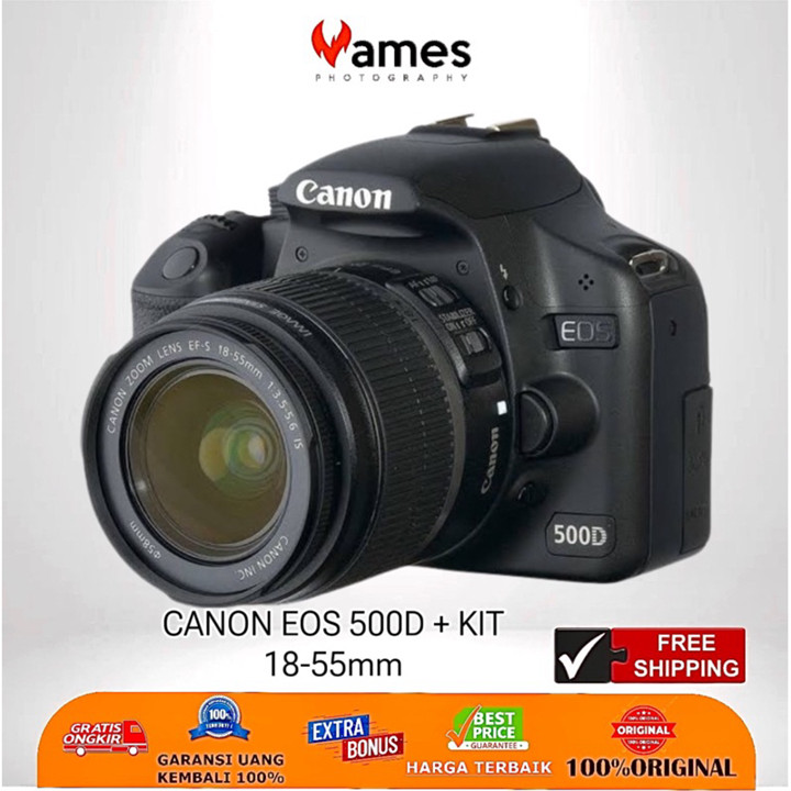 CANON 500D Lensa Kit 18-55mm Kamera DSLR Bergaransi - VG -Li