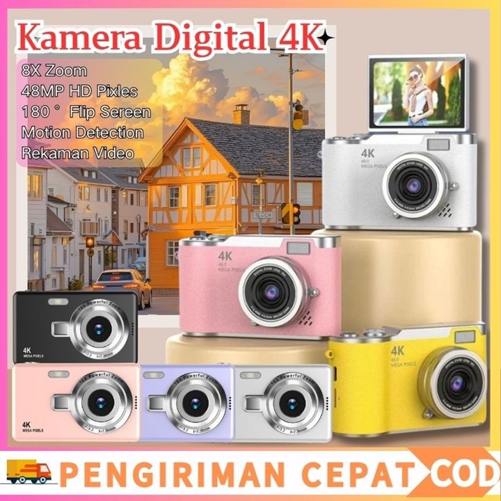 [Penjual Lokal] 4K 48MP 8X Zoom Kamera Digital Pocket Layar 