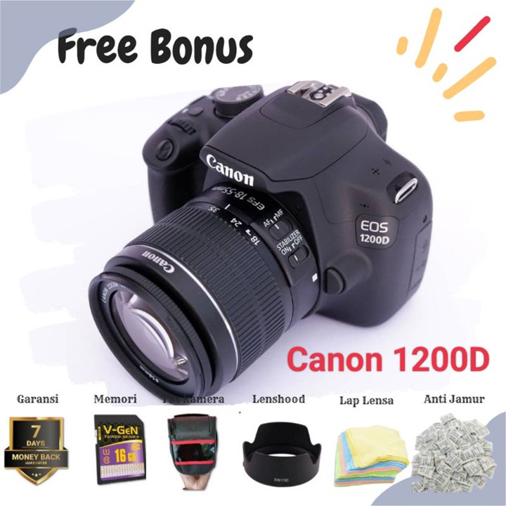 Kamera Canon 1200D Mulus 95% + Memori 16GB + Tas + Garansi T