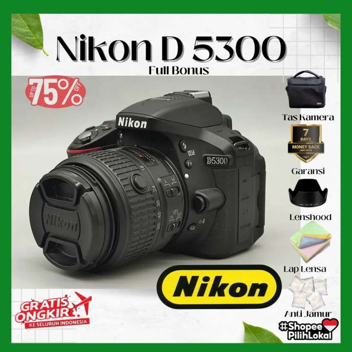 Nikon D5300 + Lensa 18-55 + Memori 16 Gb + Garansi Toko + Ta