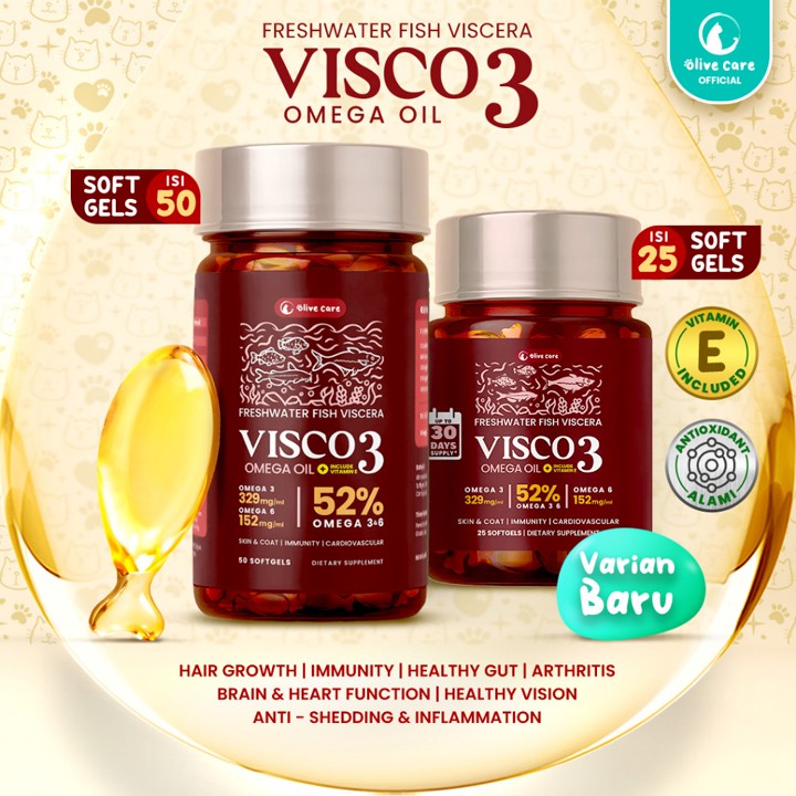 Olive Care Vitamin Minyak Ikan Kucing VISCO3 Murni & Alami N