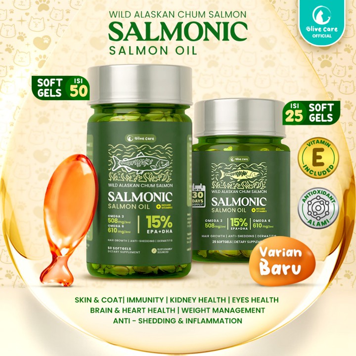 Olive Care Vitamin Minyak Ikan Kucing SALMONIC Murni & Alami