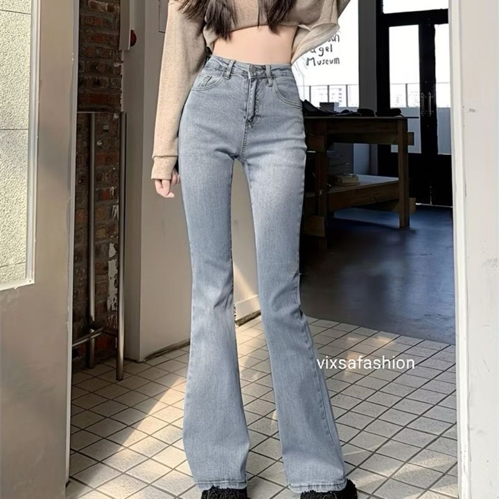 Vixsa - Celana Jeans Cutbray Haighwaist Wanita Streatch Cela