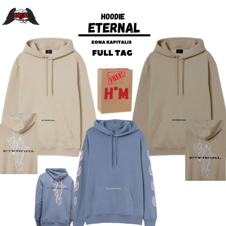 Hoodie HM Eternal Blue Cream Coklat Full Tag HM Jaket Sweate