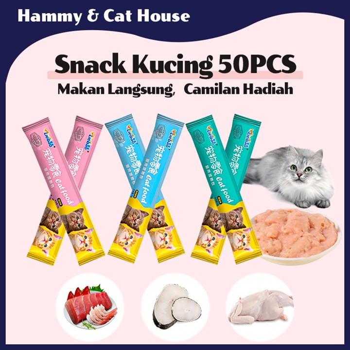 50pcs  Snack Kucing Camilan Kucing Makanan Basah Kucing Peng