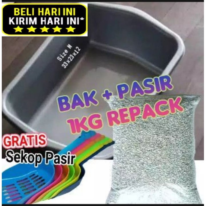 TOP SELLER 1Set Toilet Kucing Bak +Sekup & 1kg Pasir