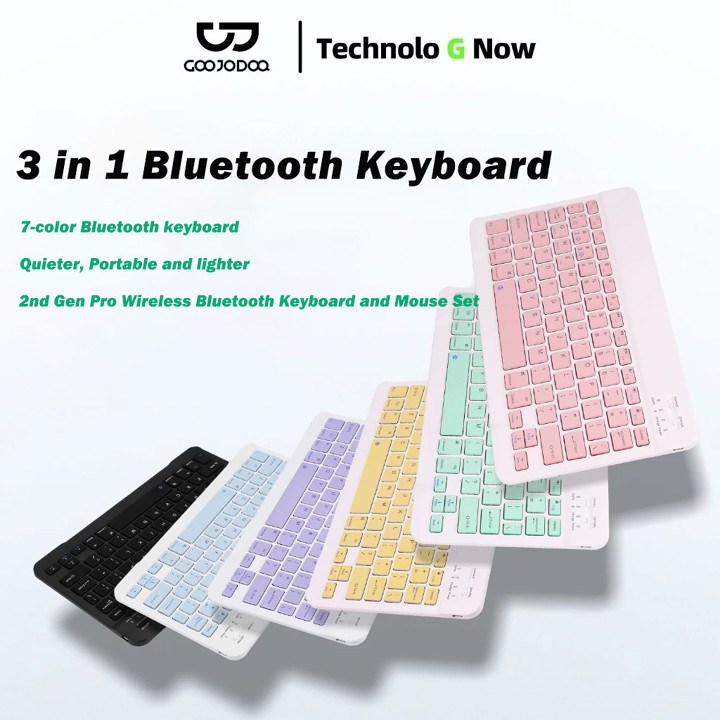 GOOJODOQ 2nd Gen 3-in-1 Mini Wireless Bluetooth Keyboard and