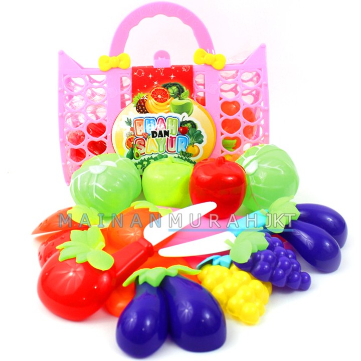 MAINAN ANAK MURAH  TAS KERANJANG BUAH DAN SAYUR MS03 SET MAS