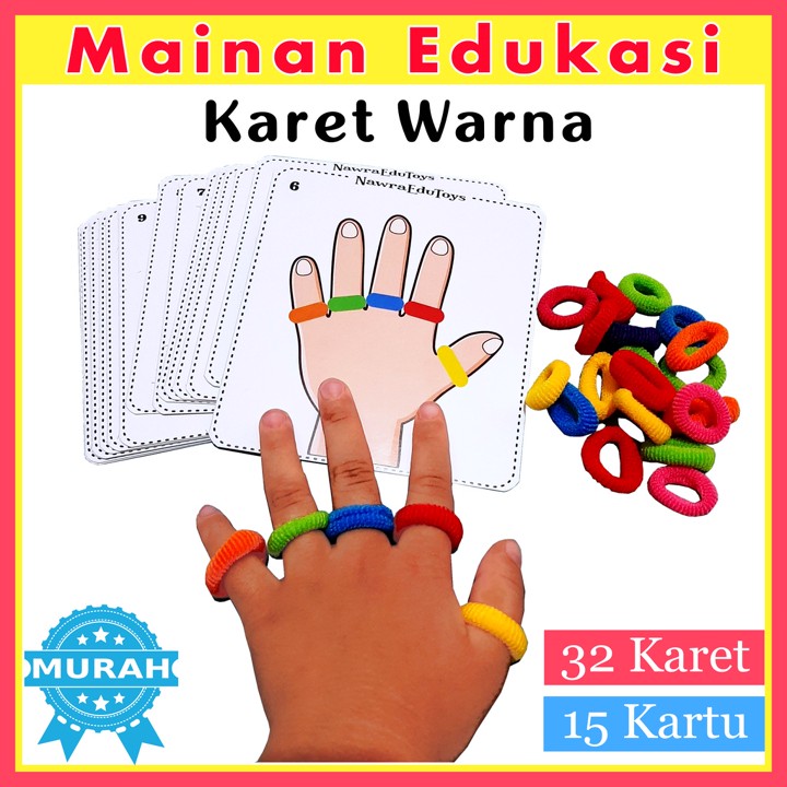 Mainan Edukasi KARET WARNA Montessori pola warna tangan