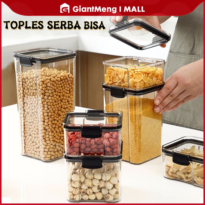 GiantMeng - Toples Kotak Bening 460-1800ml Kedap Udara | Foo