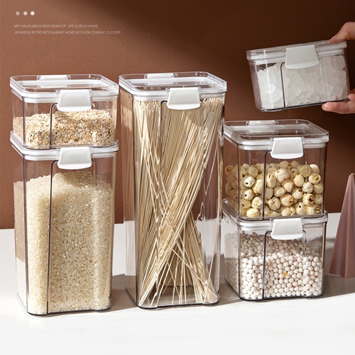 Toples Kotak Snack Kedap Udara Penyimpanan Bening Cereal Kon
