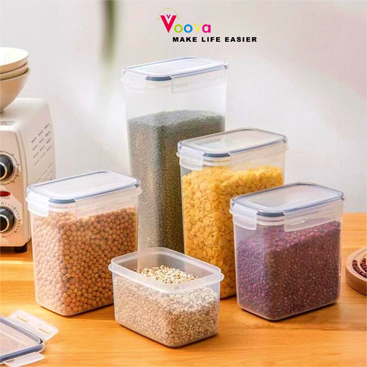 VOOVA Toples Transparan Makanan Kotak Penyimpanan Kedap Udar