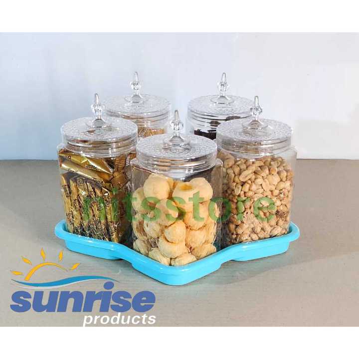 Toples Set Belimbing SUNRISE 5in1 1000ml+Nampan/Toples Kue K