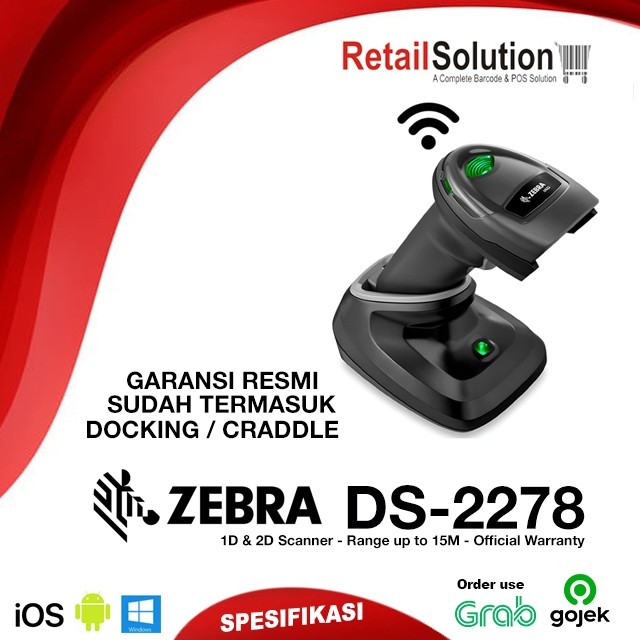 Barcode QR Scanner 2D Wireless - Zebra DS-2278 / DS2278