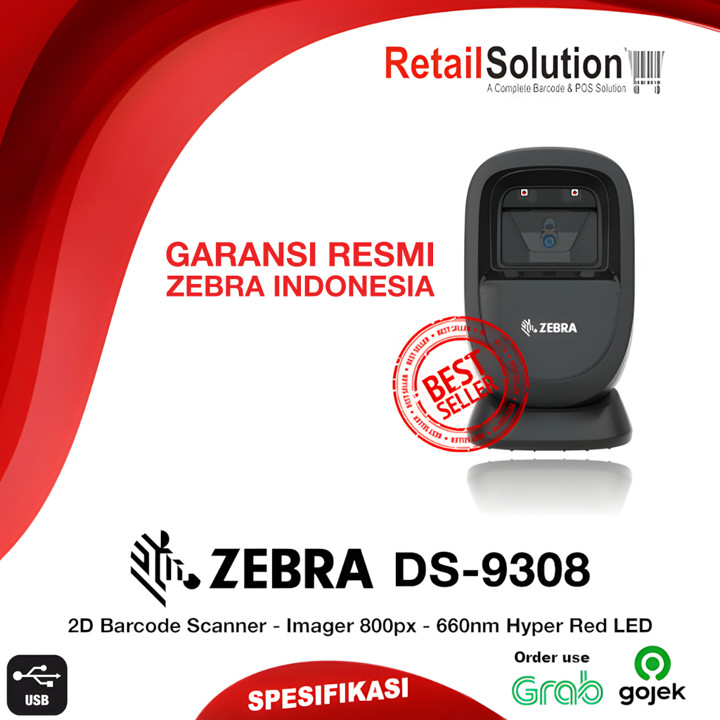 Barcode Scanner USB 2D QR Code Zebra DS9308 / DS-9308 / DS 9
