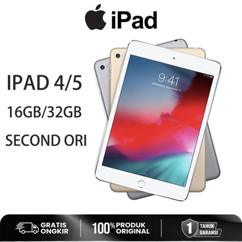 (COD)APPLE IPAD GENERASI 4 5 32 GB - 128 GB WIFI ONLY BERGARANSI  SECOND ORIGINA