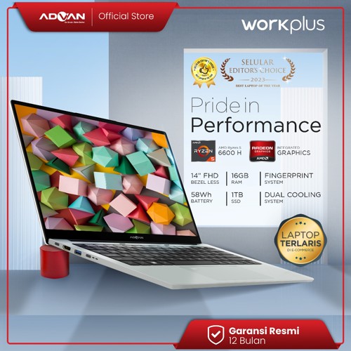 ADVAN Laptop Workplus AMD Ryzen 5 6600H | Ryzen 7 7735HS | 1