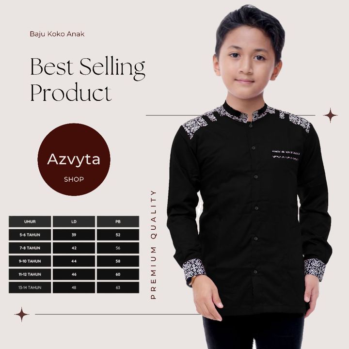 BAJU KEMEJA KOKO ANAK LENGAN PANJANG UMUR 5 SAMPAI 14 TAHUN 