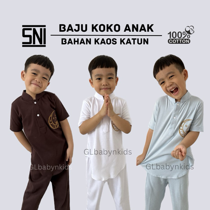 Setelan Koko Muslim Anak Bordir 6 Bulan -5 Tahun Katun 100% 