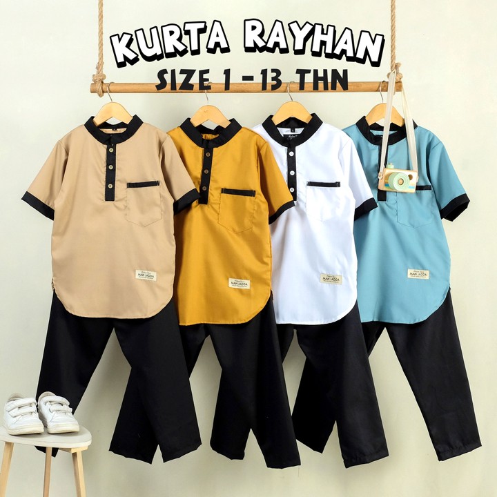 MANJADDA - Setelan Koko Anak 2-13 Thn Kurta Kancing Baju dan