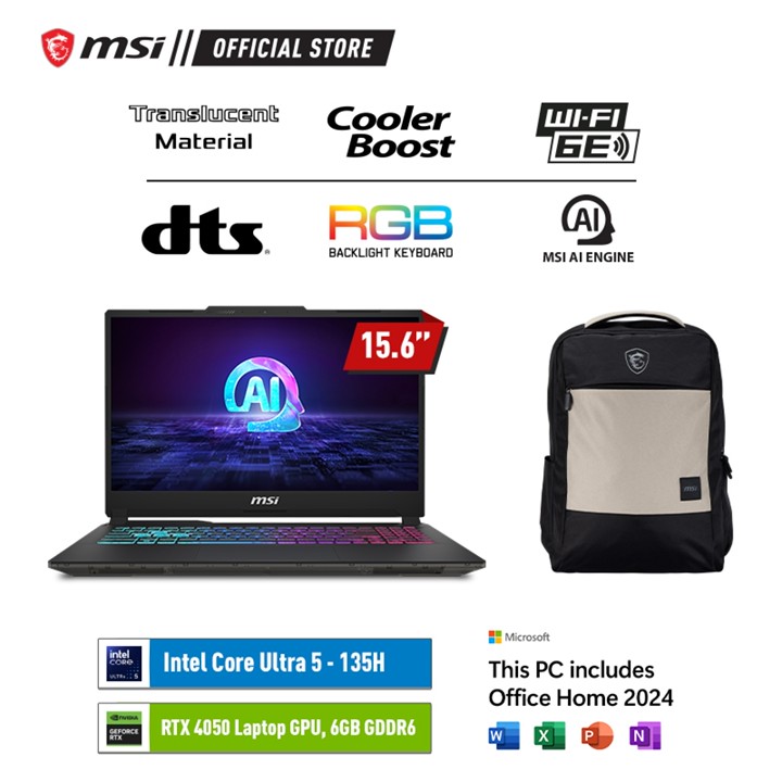MSI CYBORG 15 AI A1VEK ULTRA 5-135H RTX4050 - 16GB 512GB W11