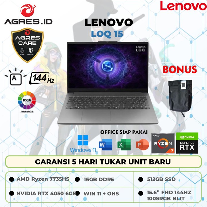 Lenovo LOQ 15 RYZEN 7 7735HS RTX4050 6GB/ 16GB 512GB 144Hz 1
