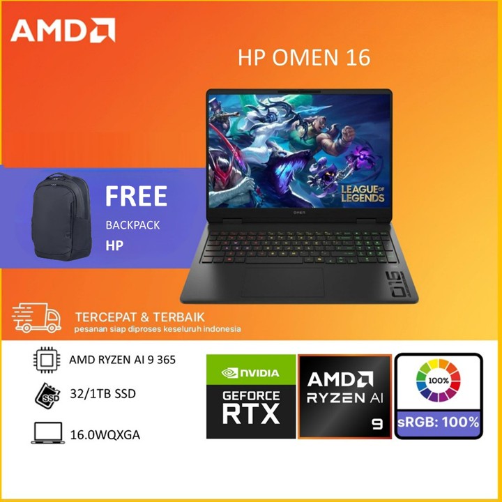 HP OMEN 16 - AMD RYZEN AI 9 365 RTX5070 8GB/ RAM 32GB 1TB W1