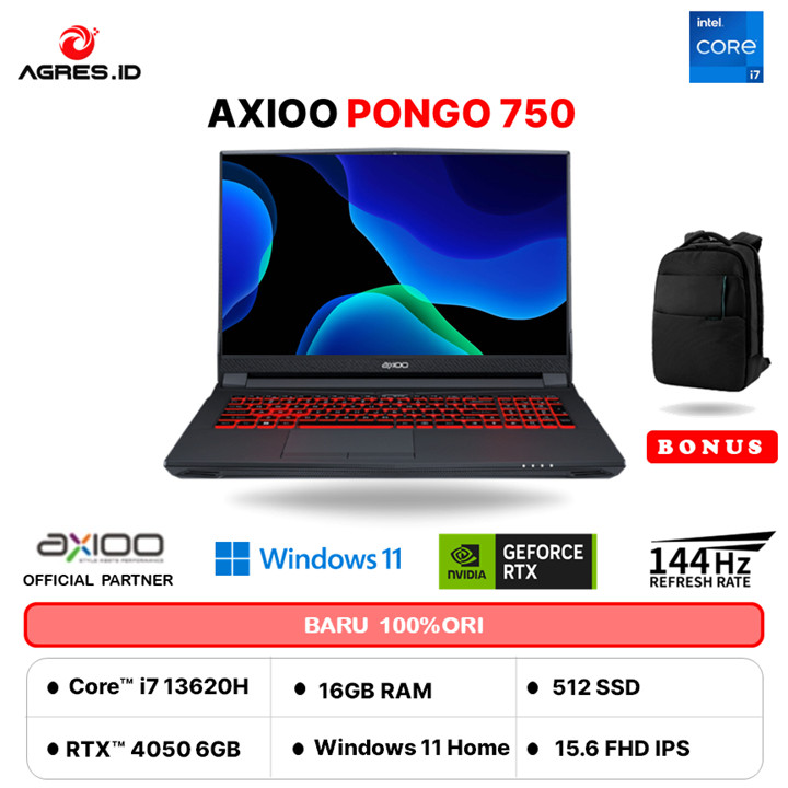 AXIOO PONGO 750 I7 13620H RTX4050 6GB/ 16GB 512GB W11 15.6FH