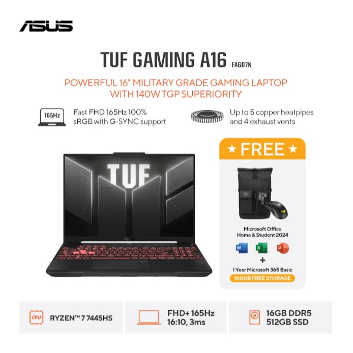 ASUS TUF A16 FA607NUG RYZEN 7 7445HS RTX4050 6GB/ 16GB 512GB