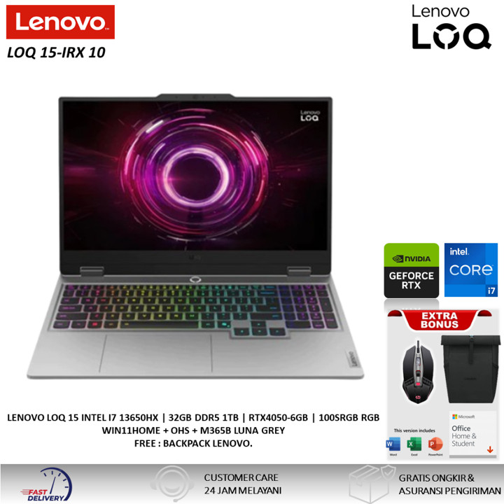 Lenovo LOQ 15IRX9 Intel Core i7 13450HX 32GB DDR5 1TB SSD RT