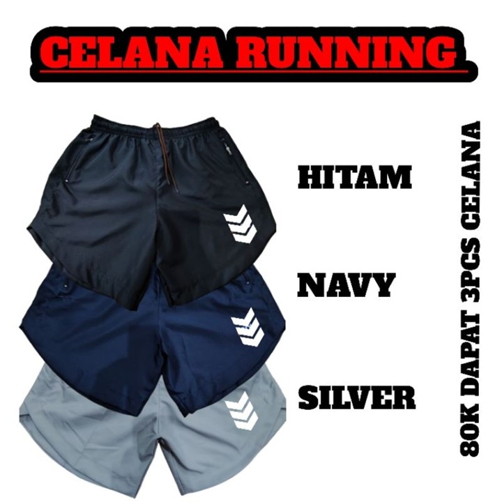 Celana Running Parasut Logo Strip Military 3 Pilihan Warna H