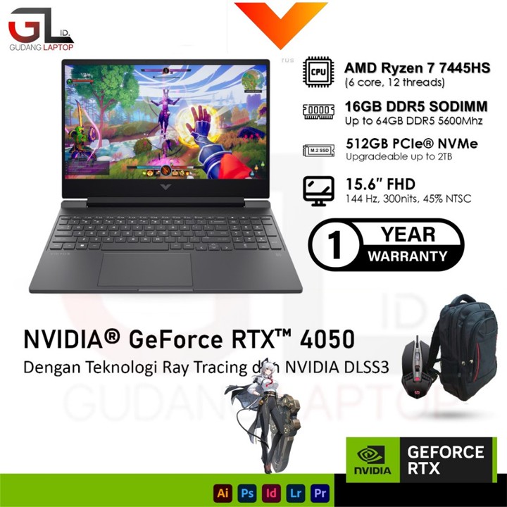 Laptop Gaming HP Victus 15 AMD Ryzen 7 7445HS RAM 32GB 1TB G