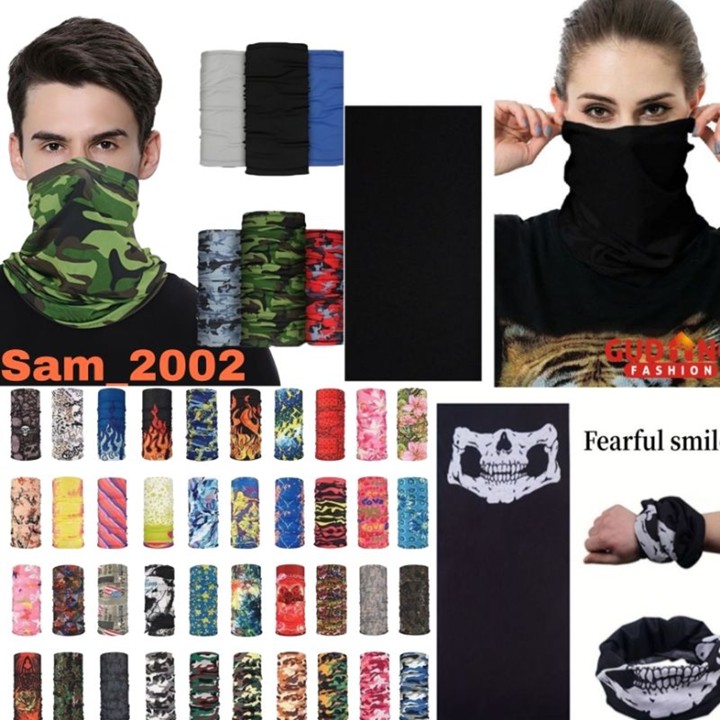 Baff Masker Tanpa Jahitan Motif Army-Tengkorak-Abstrak-Hitam