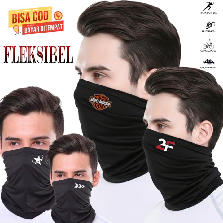 masker buff hitam logo | buff pelindung sinar matahari | mas