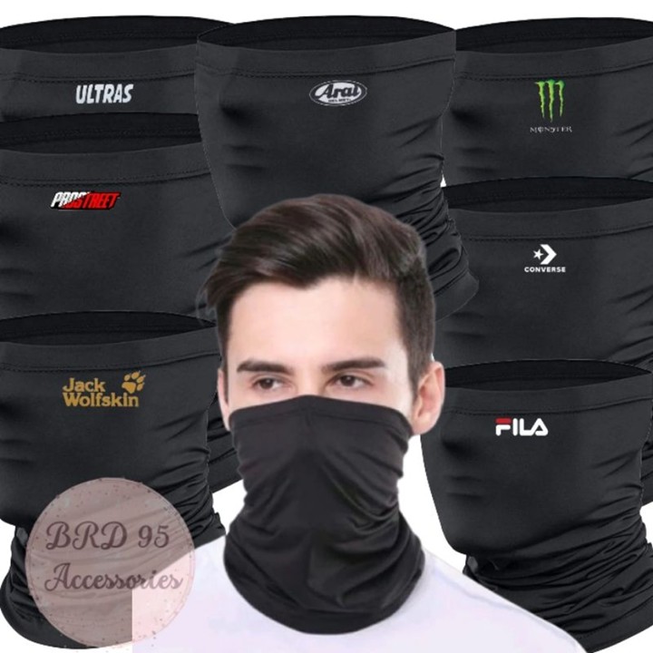 masker buff logo | masker buff hitam polos logo serbaguna mu