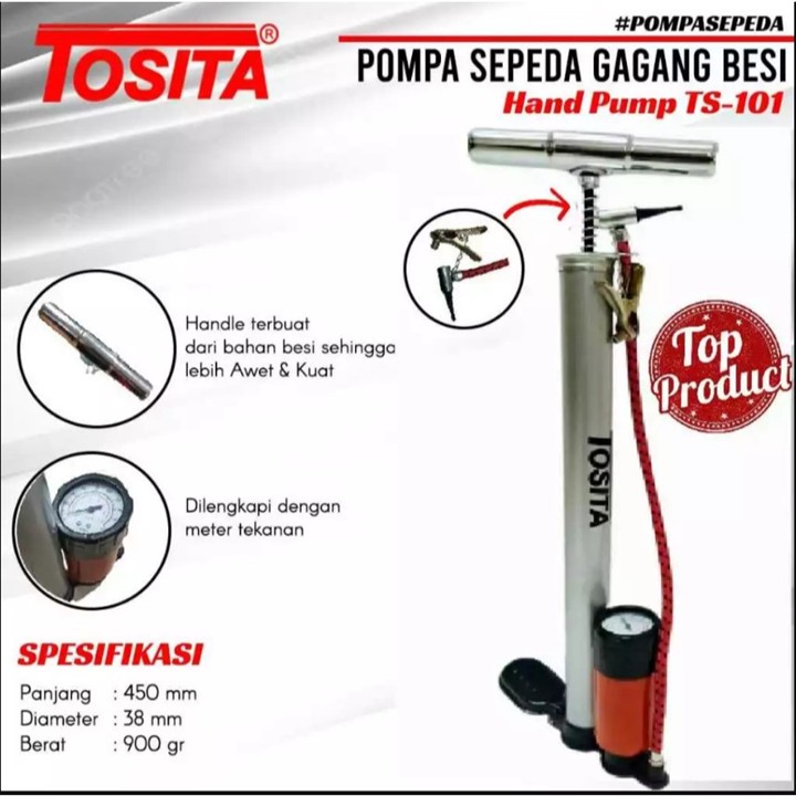 POMPA TABUNG TOSITA POLES POMPA BAN SEPEDA STAINLESS STEEL P