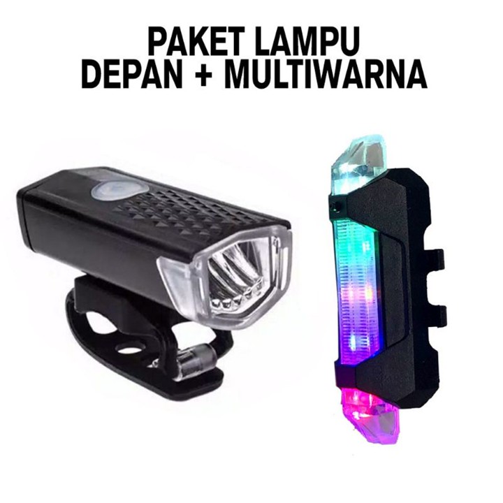 Lampu LED Sepeda 1 Set Rechargeable