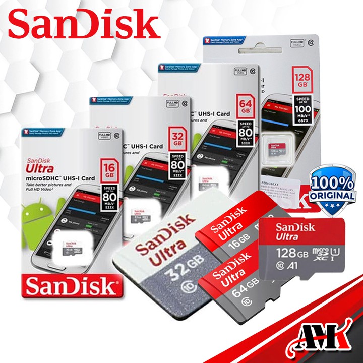 Micro SD Class 10 Sandisk Ultra 16GB 32GB 64GB 128GB Origina
