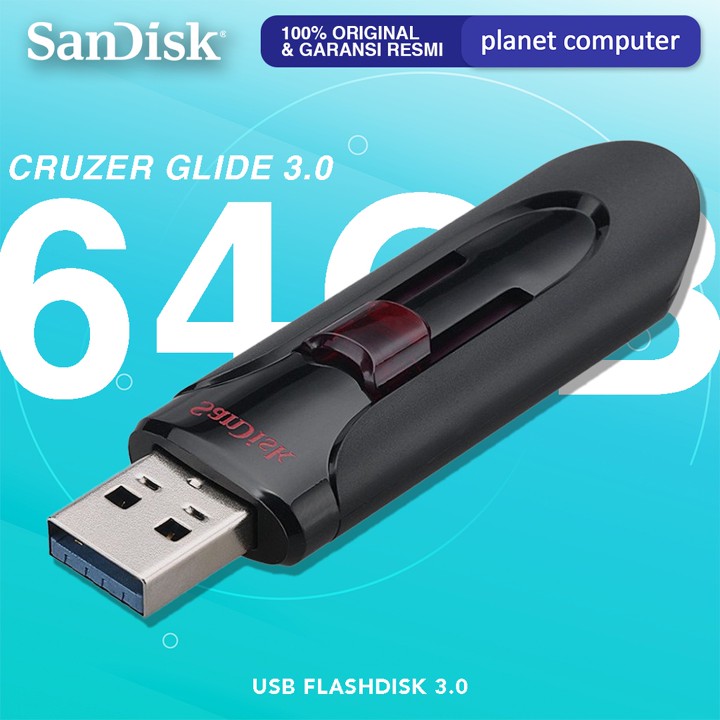 Flashdisk Sandisk Cruzer Glide 64GB 3.0 USB Flash Drive CZ60