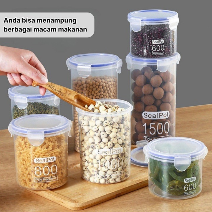 (COD) Toples PP Transparan/Toples plastik tebal/Toples plastik bening 600 800 1000 1500ML/Tempat Penyimpanan Makanan Ringan Biskuit/Toples Serbaguna/Toples Tabung