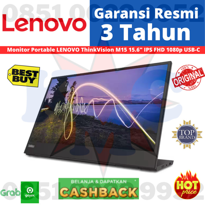 Monitor Portable LED LENOVO ThinkVision M15 15.6" IPS FHD 60