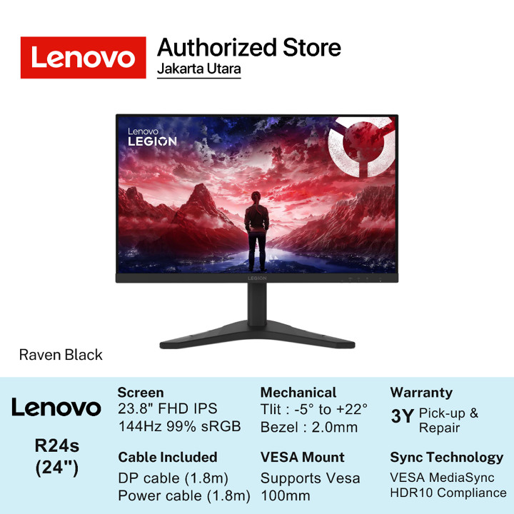 Lenovo Legion R24s Monitor Gaming 23.8" FHD IPS 144Hz AMD Fr