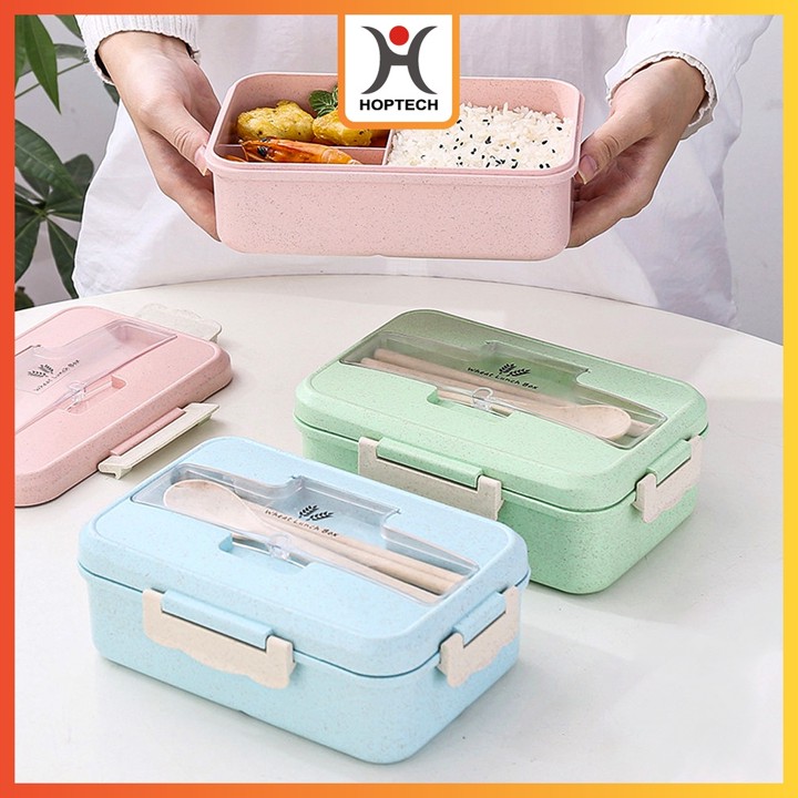Hoptech - Lunch Box Jerami Gandum 1000ml 4-in-1 Kotak Bekal 