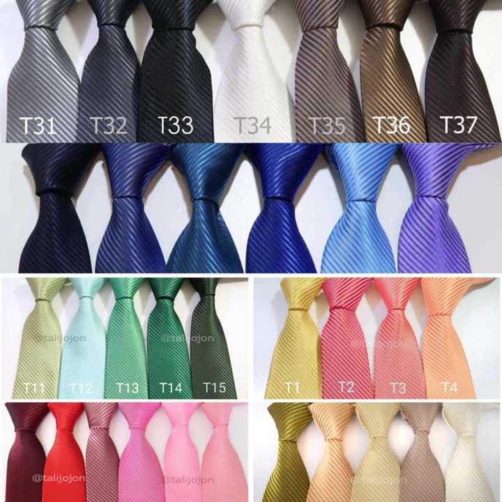 Dasi Pria Motif Salur Ukuran 3inc Bahan 100%  Polyester Tebal Warna Lengkap