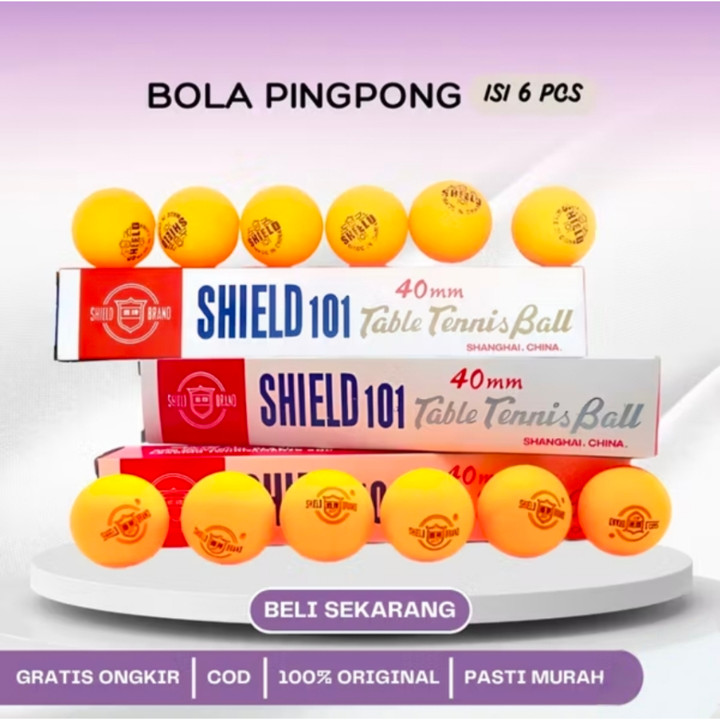 Bola Pingpong Shield 101 Bola Tenis Meja isi 6 pcs - Kuning
