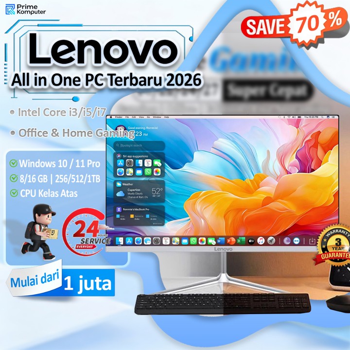 Lenovo Komputer Full PC All-in-One Baru 2026 Terbaru HD Supe