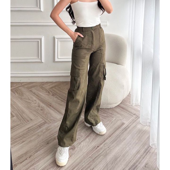 ZAYIDA -  Rora Cargo Pants - Celana Cargo Wanita Katun Twill