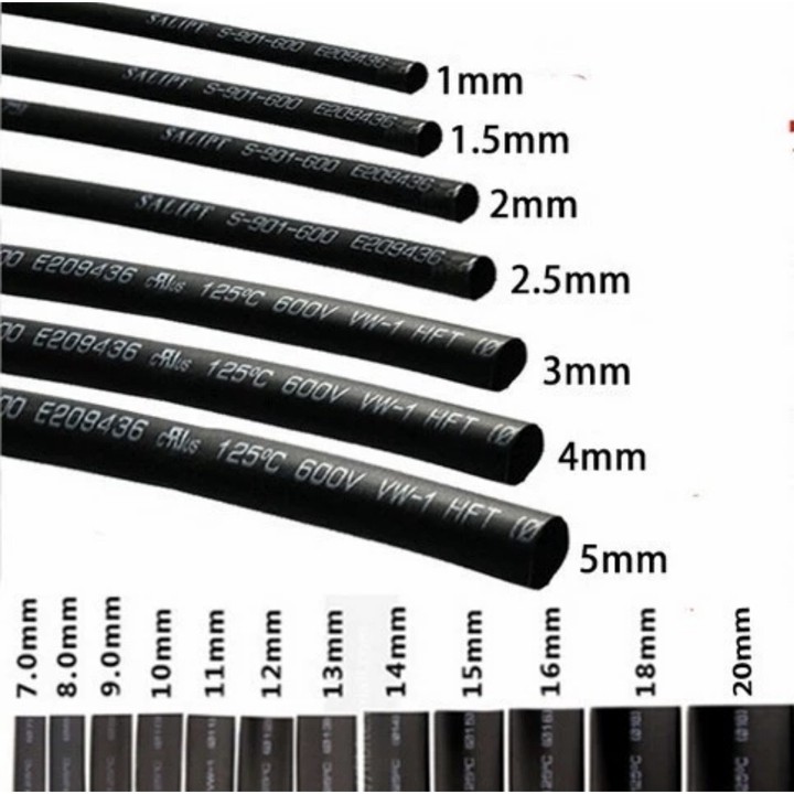 Selongsong Isolasi Bakar Heat Shrink Hitam 1Meter